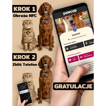 Adresówka PAWCOP - NFC QR Inteligentna Zawieszka